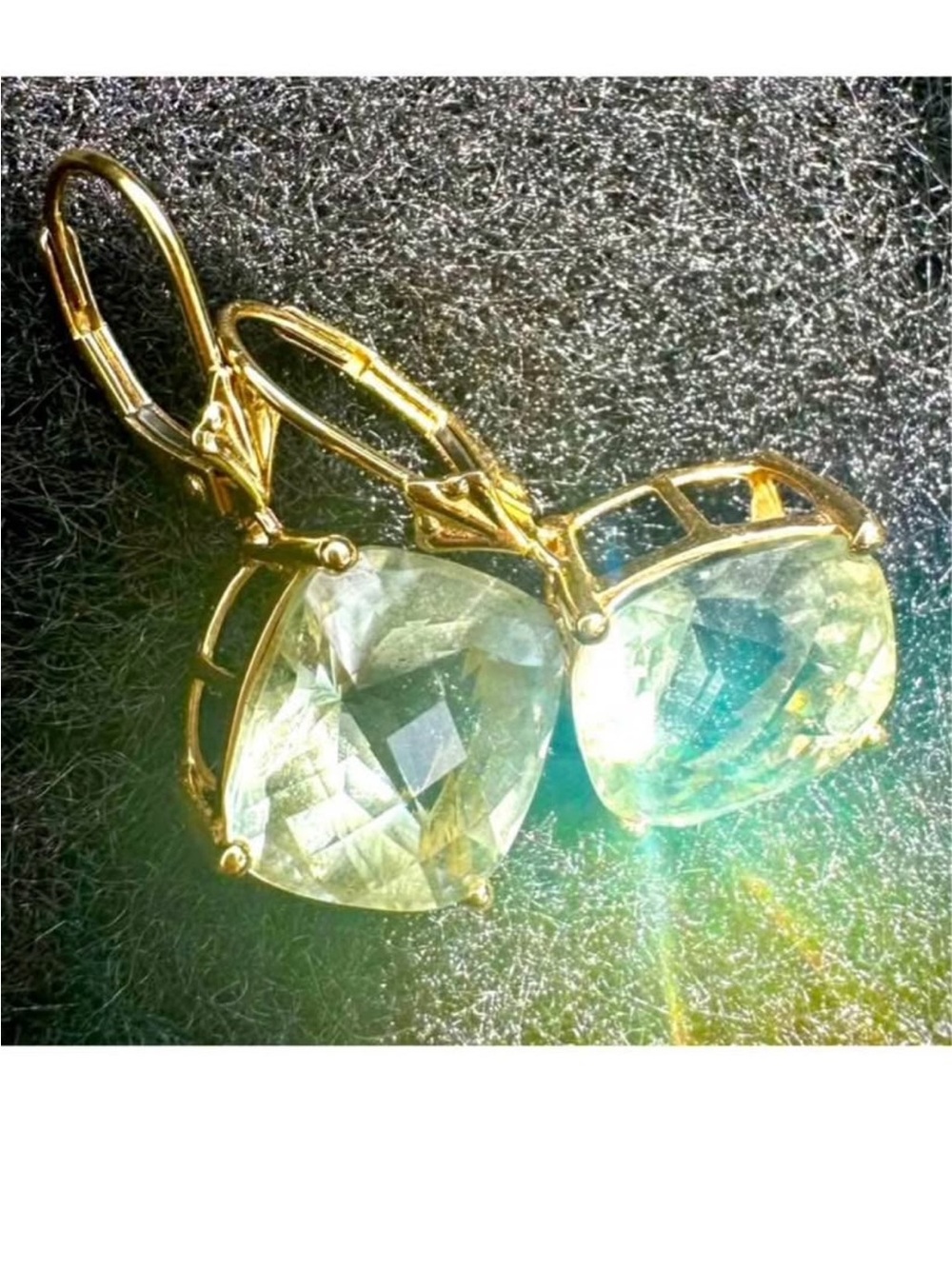 14K Solid Gold Green Amethyst Earrings long dangle solid 14K gold earrings